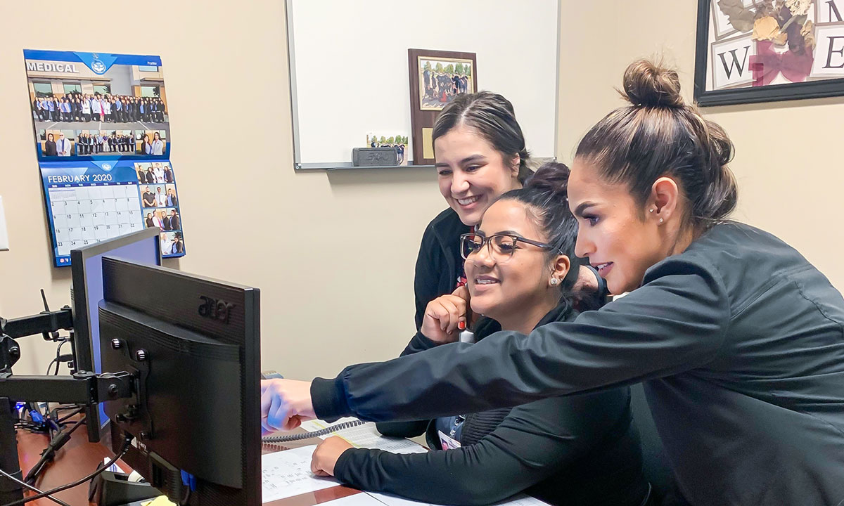 Staff looking at computer