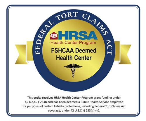 HRSA FSHCAA Deemed Health Center badge